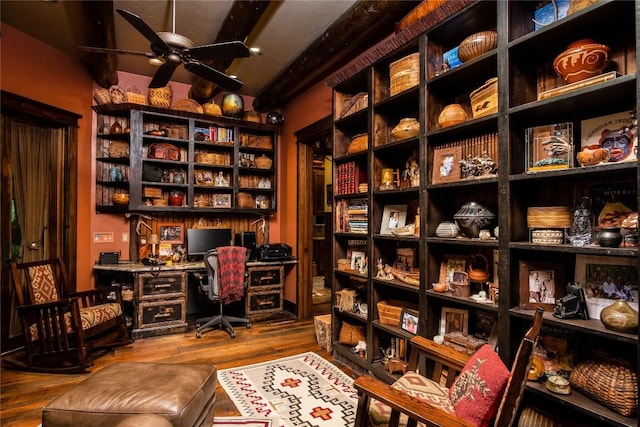 1090 Zeb Alley Rd, Cashiers, NC 28717 - home office featuring wood finished floors and ceiling fan