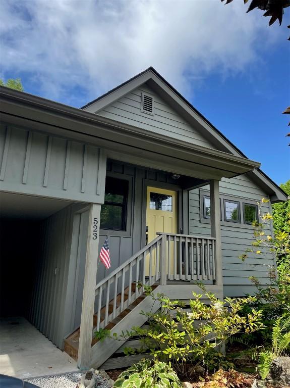 view of front of house with board and batten siding