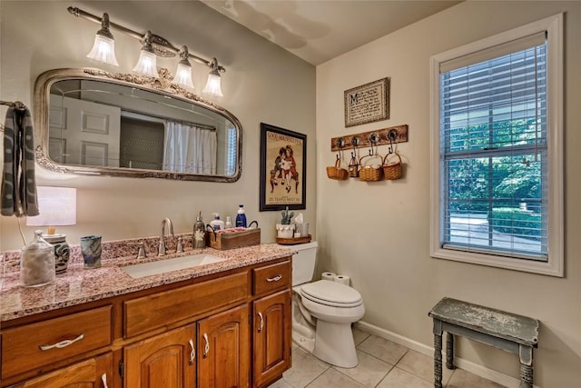 236 Hemlock Woods Dr, Highlands, NC 28741 - bathroom with tile patterned flooring, vanity, and a shower with shower curtain