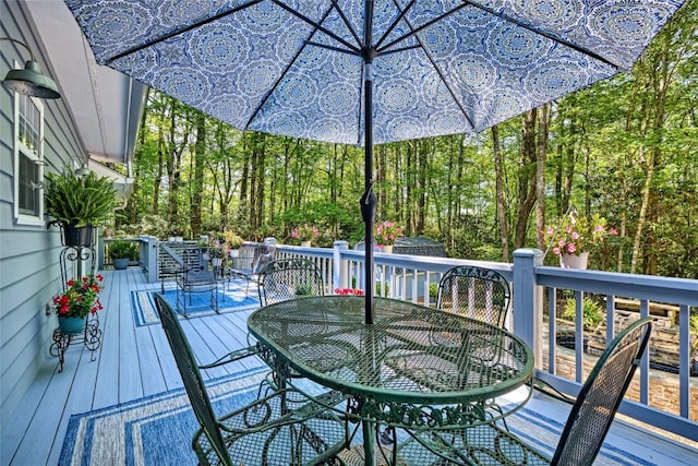 236 Hemlock Woods Dr, Highlands, NC 28741 - wooden deck with outdoor dining space
