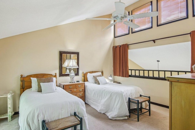 383 Wild Game Trl Unit D, Sapphire, NC 28774 - bedroom with light carpet, high vaulted ceiling, and baseboards
