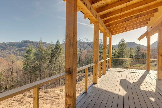 164 Wildcat Ln, Cashiers, NC 28717 - wooden deck with a forest view and a mountain view
