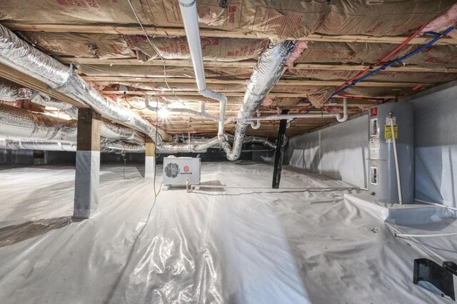 below grade area with gas water heater