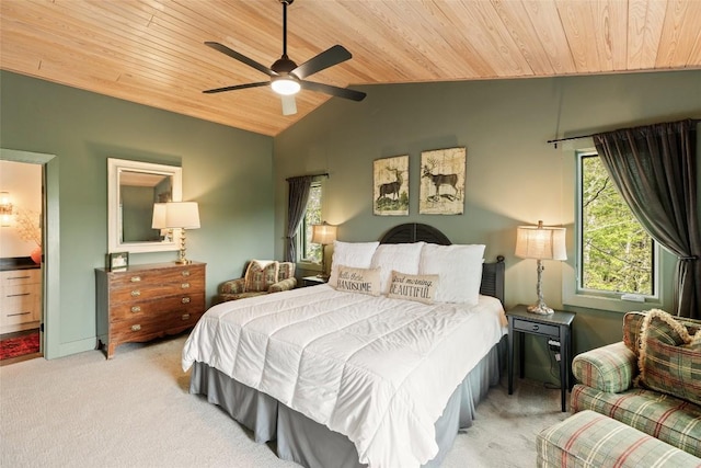 46 Zermatt Cir, Highlands, NC 28741 - bedroom featuring wooden ceiling, carpet floors, vaulted ceiling, and ceiling fan
