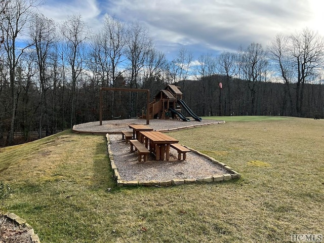 view of yard with a playground