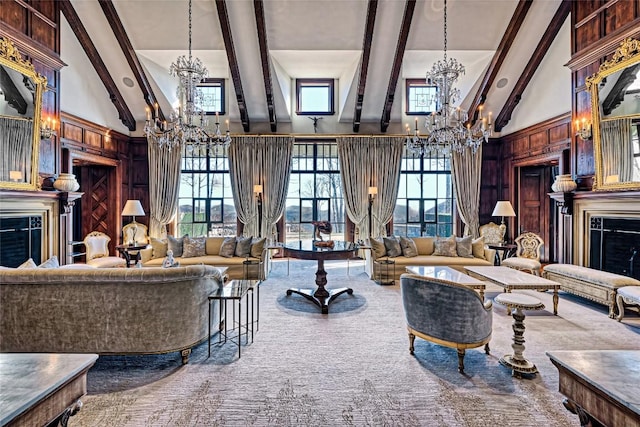 581 Sagee Woods Dr, Highlands, NC 28741 - community lobby with high vaulted ceiling and beamed ceiling