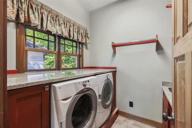 18 Buck Knob Is, Glenville, NC 28723 - laundry area featuring washer and clothes dryer, baseboards, and light tile patterned flooring
