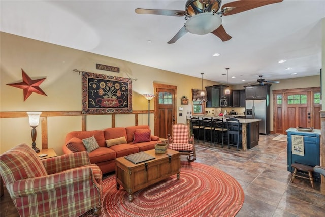 18 Buck Knob Is, Glenville, NC 28723 - living area featuring ceiling fan and recessed lighting