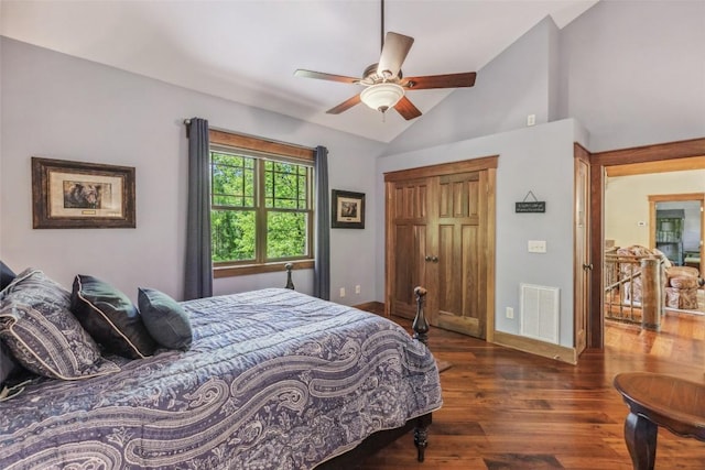 18 Buck Knob Is, Glenville, NC 28723 - bedroom featuring lofted ceiling, wood finished floors, baseboards, and a ceiling fan