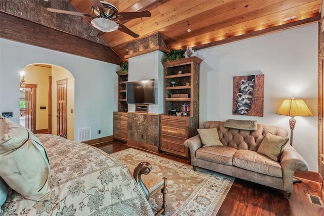 18 Buck Knob Is, Glenville, NC 28723 - bedroom with arched walkways, wood finished floors, wood ceiling, and baseboards
