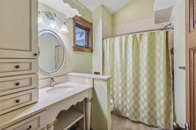 18 Buck Knob Is, Glenville, NC 28723 - bathroom with vanity, toilet, and curtained shower