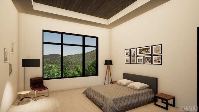 bedroom with a mountain view