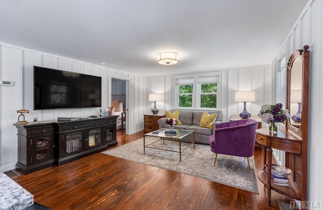 living room with hardwood / wood-style flooring