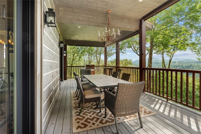 57 Loch Dr, Glenville, NC 28736 - wooden terrace with outdoor dining area