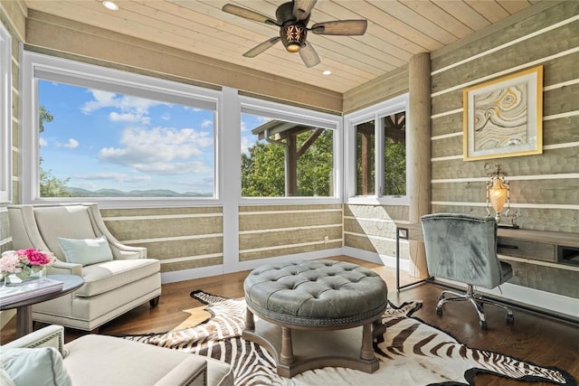 57 Loch Dr, Glenville, NC 28736 - sunroom / solarium with a ceiling fan and a mountain view