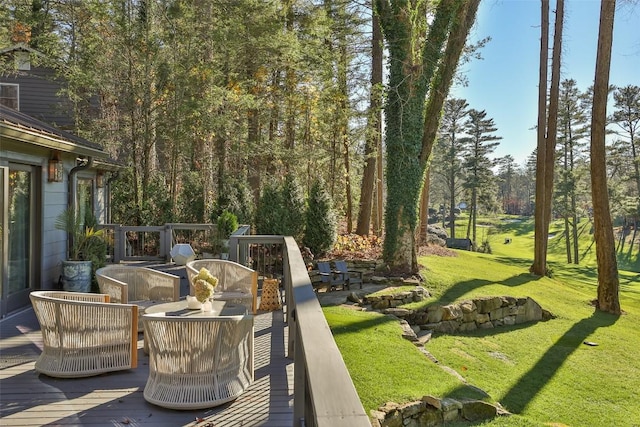 view of patio / terrace with a wooden deck and outdoor lounge area