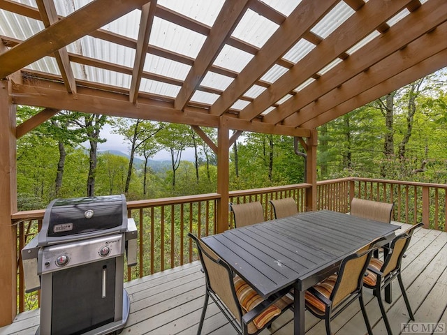 wooden terrace with grilling area