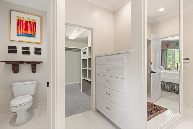 592 Whiteside Mountain Rd, Highlands, NC 28741 - bathroom featuring ornamental molding, recessed lighting, and tile patterned flooring
