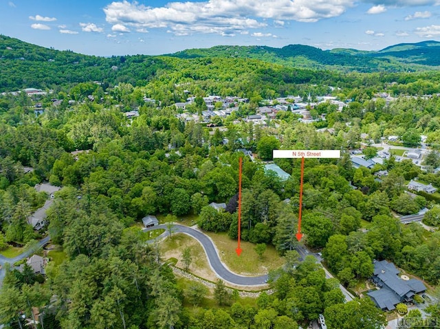 birds eye view of property with a mountain view