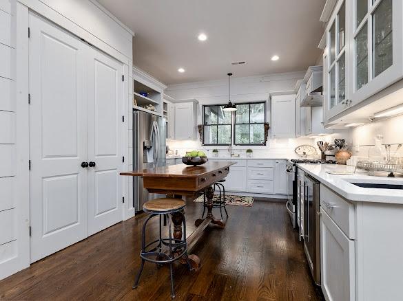 11 Feldspar Ln, Sapphire, NC 28774 - kitchen featuring dark wood-style floors, white cabinetry, light countertops, and recessed lighting