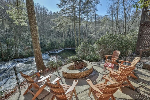 97 Twin Kettle Fls, Glenville, NC 28736 - view of patio with a fire pit