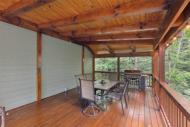 132 Azalea Ct, Sapphire, NC 28774 - wooden terrace with outdoor dining space and grilling area