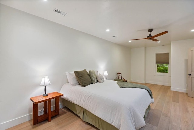 132 Azalea Ct, Sapphire, NC 28774 - bedroom featuring light wood-style floors, recessed lighting, and ceiling fan