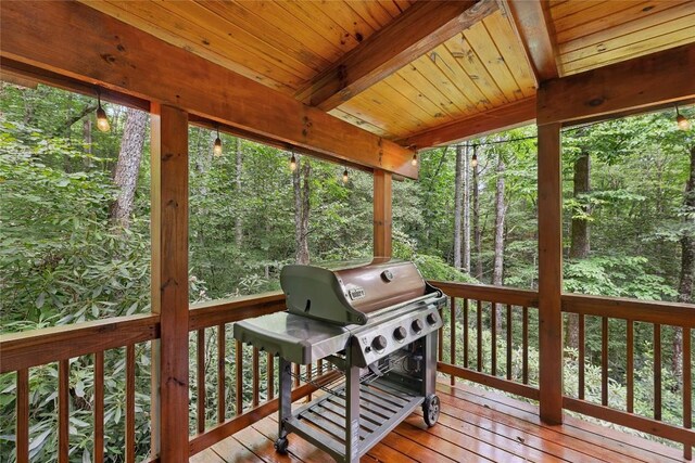 132 Azalea Ct, Sapphire, NC 28774 - deck with area for grilling and a forest view