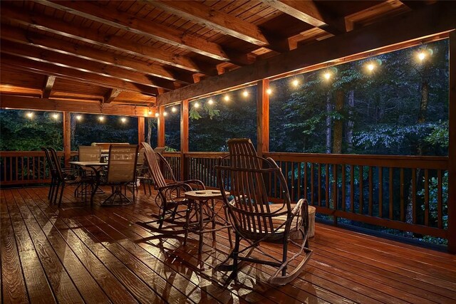 132 Azalea Ct, Sapphire, NC 28774 - deck at twilight featuring outdoor dining space