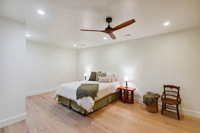132 Azalea Ct, Sapphire, NC 28774 - bedroom featuring light wood finished floors, recessed lighting, and a ceiling fan
