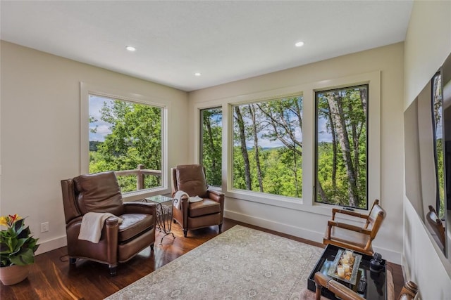 451 Country Club Dr, Highlands, NC 28741 - sitting room featuring dark wood-style floors and recessed lighting
