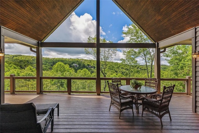 451 Country Club Dr, Highlands, NC 28741 - deck with a wooded view and outdoor dining space