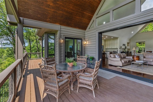 451 Country Club Dr, Highlands, NC 28741 - wooden terrace with outdoor dining space