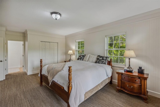 451 Country Club Dr, Highlands, NC 28741 - carpeted bedroom with crown molding and a closet