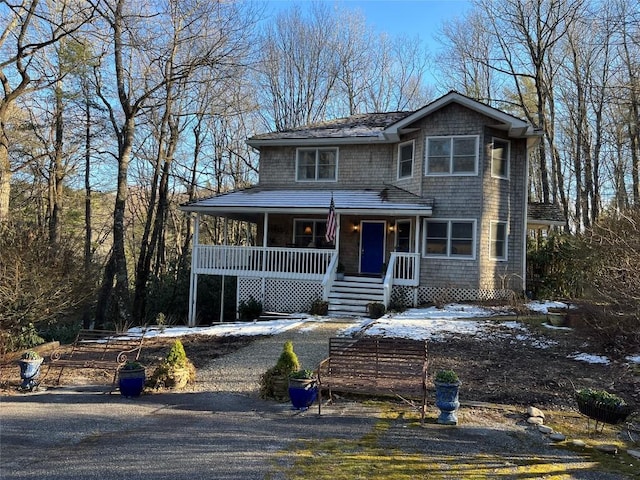 view of front facade featuring covered porch