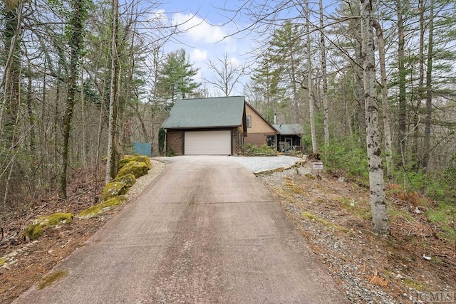 exterior space with a garage