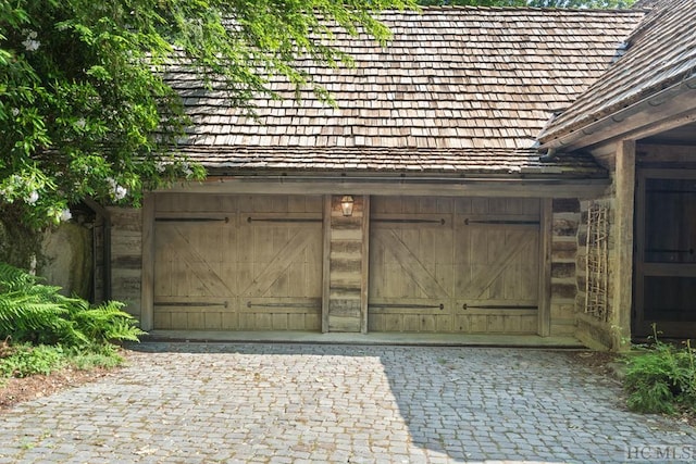 view of garage