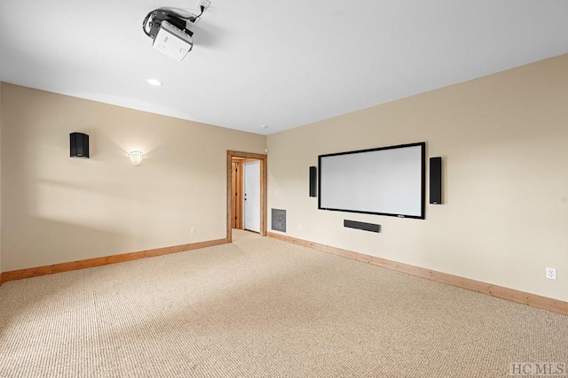 view of carpeted cinema room