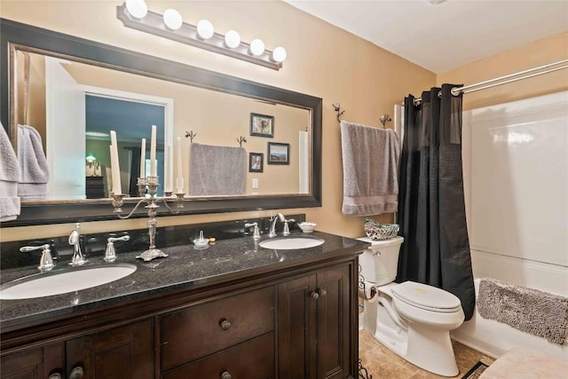 369 Meadow Way Unit 1713, Sapphire, NC 28774 - bathroom featuring double vanity, tile patterned floors, and shower / bath combination with curtain