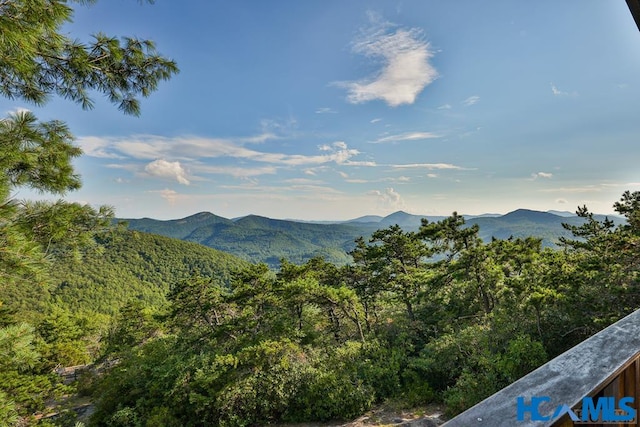 view of mountain feature with a view of trees