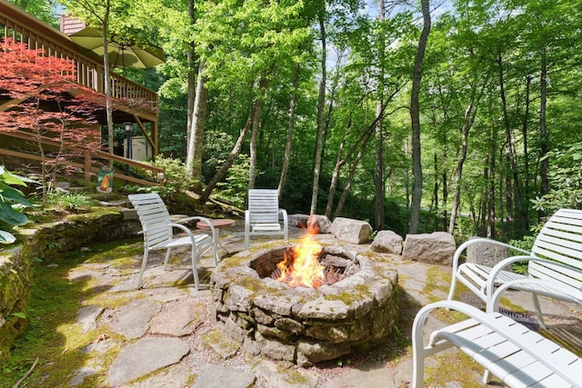 293 Gem Creek Rd, Cullowhee, NC 28723 - view of patio / terrace with an outdoor fire pit and a deck