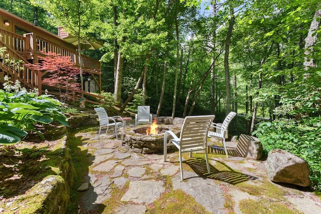 293 Gem Creek Rd, Cullowhee, NC 28723 - view of patio with a fire pit and a deck