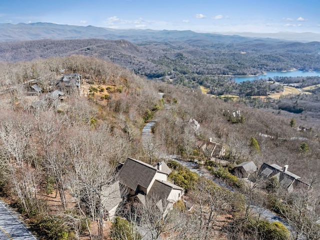 aerial view with a water and mountain view