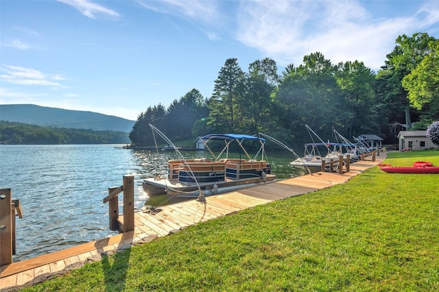 35 Toxaway Landing Dr, Lake Toxaway, NC 28747 - dock area featuring a yard and a water and mountain view