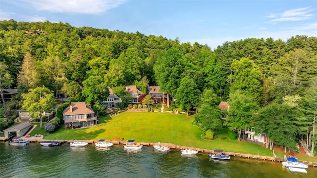 35 Toxaway Landing Dr, Lake Toxaway, NC 28747 - view from above of property featuring a large body of water and a forest