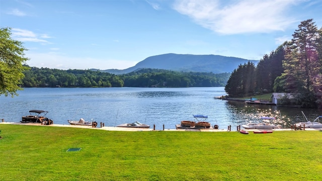 35 Toxaway Landing Dr, Lake Toxaway, NC 28747 - water view with a heavily wooded area and a mountain backdrop