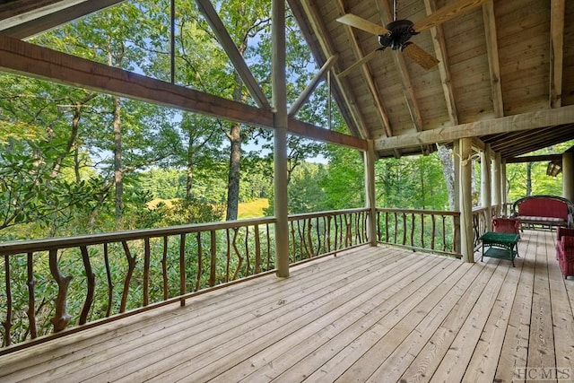 deck featuring ceiling fan