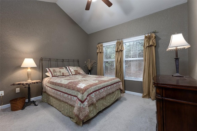 60 Pine Cone Ct, Sapphire, NC 28774 - bedroom featuring lofted ceiling, light colored carpet, baseboards, ceiling fan, and a textured wall