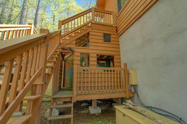 view of jungle gym featuring stairs