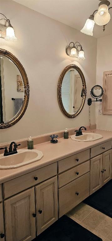 239 Island Point Rd, Lake Toxaway, NC 28747 - bathroom featuring double vanity and tile patterned flooring